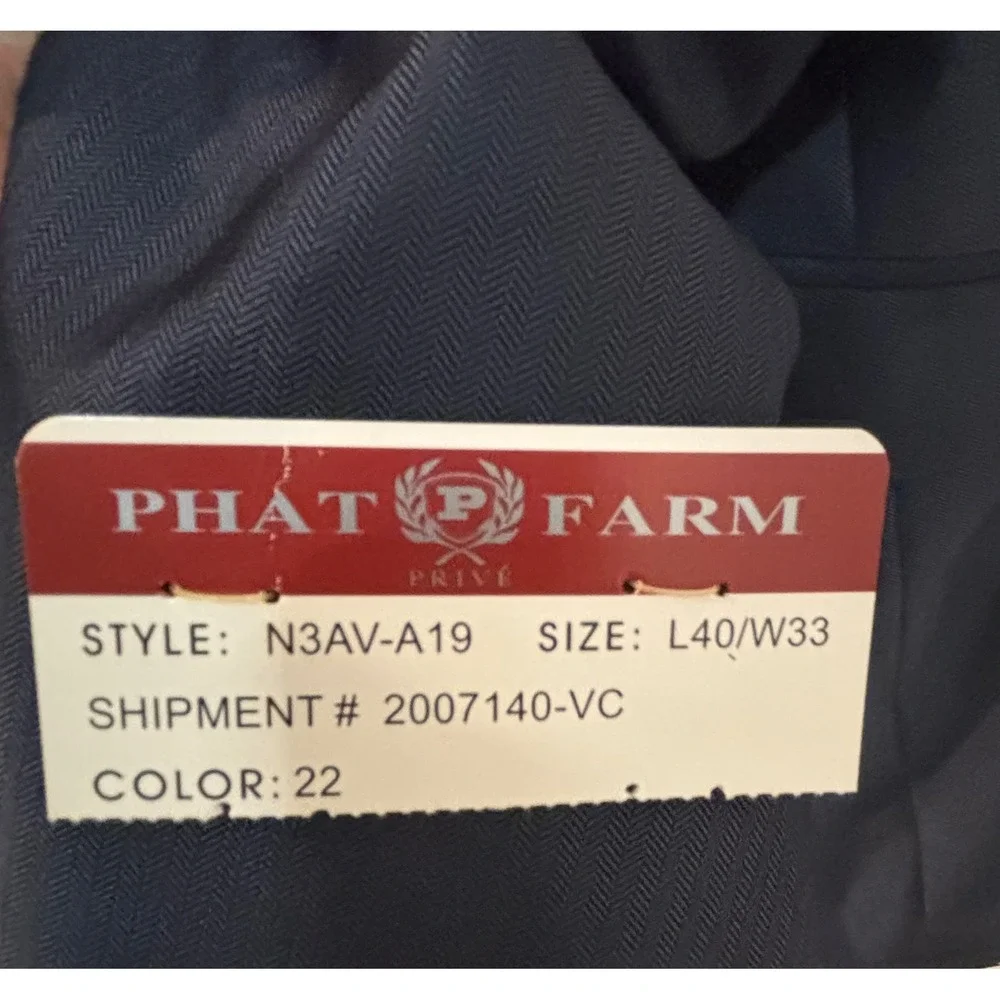 Phat Farm Prive Mens Blazer Suit‎ Jacket Navy Blue L40 Wool Touch Superior 160s